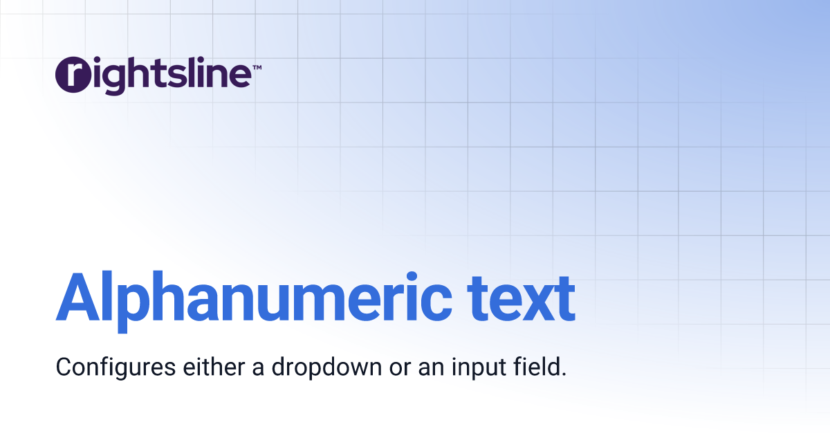 Alphanumeric text | API Documentation